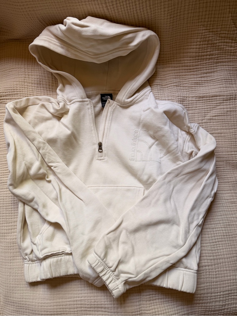 The North Face Cream Half-Zip Hooded Pullover